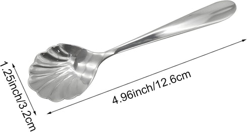 2Pcs Shell Shape Stir Spoons 18/10(304) Stainless Steel Sugar Spoon Vintage 4.96inch Teaspoons for Coffee, Afternoon tea, Dessert, Espresso, Cappu...