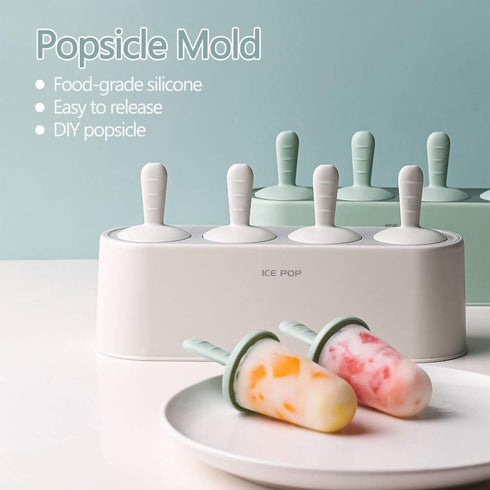 Popsicle Mold Set 4 Pieces Homemade Silicone Popsicle Maker Easy Release Ice Cream Molds Reusable DIY Pop Molds (White, IcyClassic Pops)...