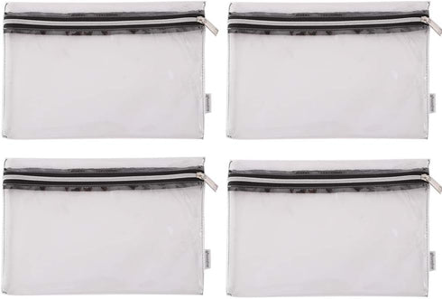 Clear Vinyl Zipper Multi-purpose Waterproof Office Home Supply Organizers toiletry Pouch Tool Bag 4-pack...