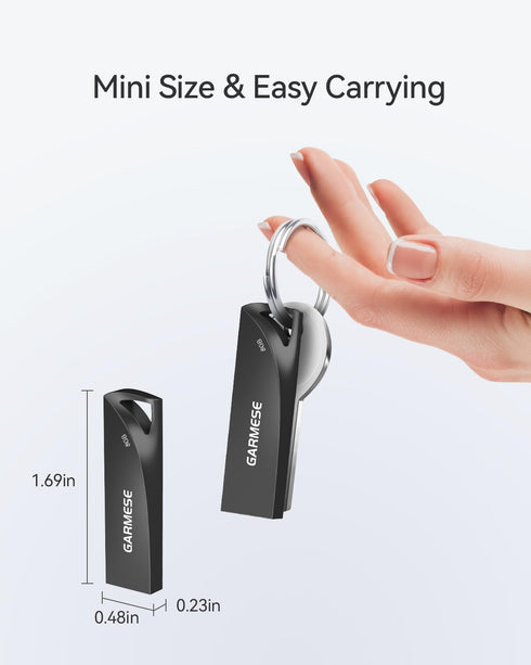8GB USB Flash Drive, 5 Pack Waterproof Metal USB Memory Stick Slim USB 2.0 Flash Drive, Portable Thumb Drive Pen Drive with Keychain Hole, Stylish...