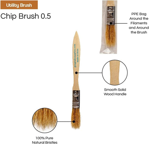 Vermeer Chip Paint Brushes - 36-Pack - 1/2" Chip Brushes for Paints, Stains, Varnishes, Glues, & Gesso - Home Improvement - Interior & Exterior Us...