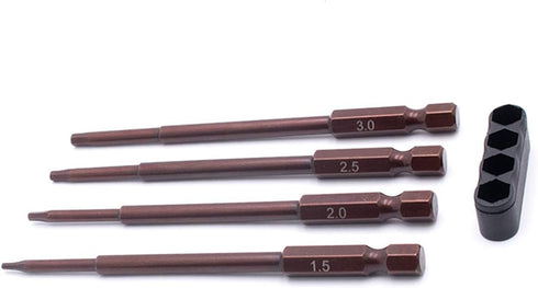 Racing 4pc 1/4" Metric Hex Bit Set, Electric Screwgun, Power Drill RC Hobby RC Model RC Truck (1.5 2.0 2.5 3.0mm)...