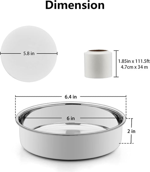 TeamFar 6 Inch Cake Pan, 2 PCS Stainless Steel Round Baking Pan with Parchment Paper & Side Liner Roll, Non-Toxic & Heavy Duty, Non-Stick & Heat-R...