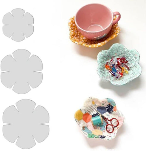 3Pcs 3size Bowl Wrap Template Sewing Pattern Template Quilting Patchwork Ruler DIY Craft Sewing Tools(White)...