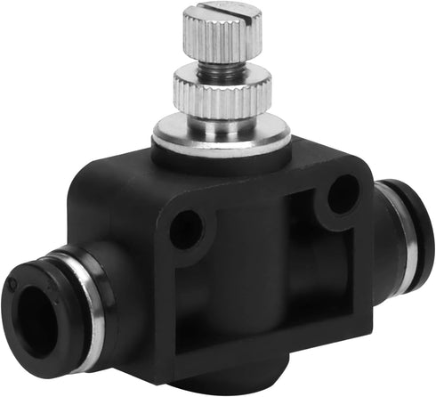 Air Flow Control Valve - 1/4" Tube OD x 1/4" Tube OD Straight Union Pneumatic Push to Connect Speed Regulator Valve (Pack of 1)...