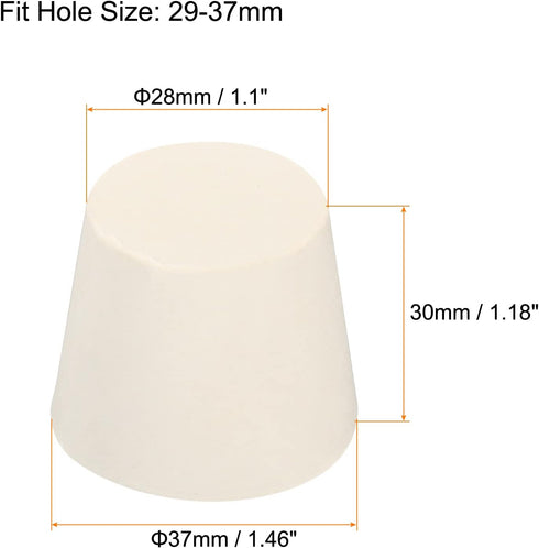 MECCANIXITY Rubber Tapered Plug 28mm to 37mm Solid Test Tubes Bungs Stopper White for Lab Home 8 Pieces...