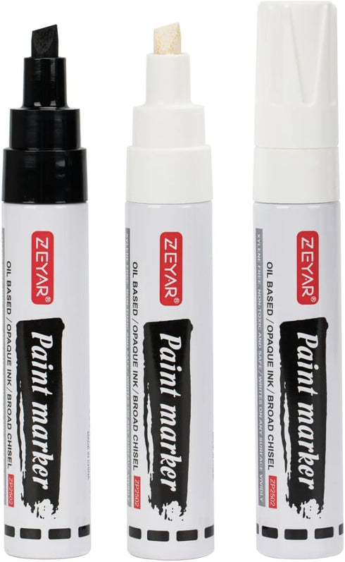 ZEYAR Paint Markers, Jumbo size, Chisel Point, Premium Waterproof & Smear Proof Ink, Aluminum Barrel, Great on Plastic, Wood, Rock, Metal and Glas...
