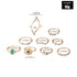 9 Pcs Bohemian Stackable Joint Knuckle Ring Set Vintage Emerald Crystal Finger Ring Gold Midi Ring Pack for Women and Girls...