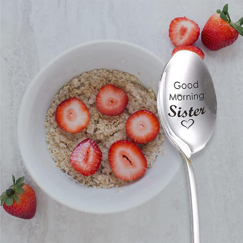 Sisters Christmas Birthday Gifts from Sister Good Morning Sister Engraved Spoon for Sister in law Gifts for Little Big Sister Gift for Women Girls...