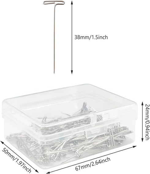 T-Pins 100 Pack - 1.5 inch Multi-Use T-Pins for Knitting, Wigs, Sewing & Office Wall...