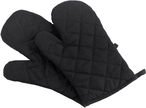 Oven Mitts, Premium Heat Resistant Kitchen Gloves Cotton & Polyester Quilted Oversized Mittens, Black...
