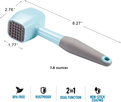 Meat Tenderizer Hammer Mallet With Comfort Grip Rubber Handle, Dual-Sided Meat Pounder For Tenderizing Steak, Beef, Chicken, Lamb, Vegetable, Minc...