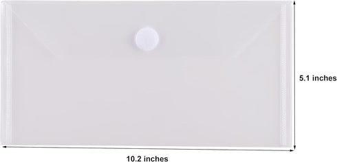 #10 Clear Plastic Envelopes 5 x 10 Money Receipt Bill Storage Holder 20 Pack Hook Loop Closure...