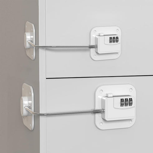Refrigerator Lock (2 Pack), Heavy Duty Combination Fridge Lock, for Fridge, Cabinets, Window, Drawers and Child Safety Cabinet Lock, Strong Non-Ma...