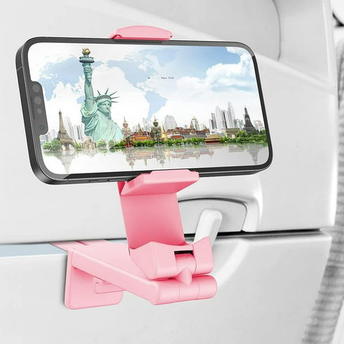 Pink Airplane Phone Holder Travel Essentials Accessories Cruise car Mount Cell Stand air Plane Table seat Desk Flight Vacation Size Golf cart Univ...