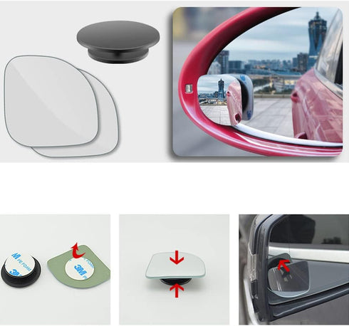 2 Pcs Car Blind Spot Mirror, BetterJonny Fan Shape HD Glass Convex Rear View Mirror 360°Rotate Wide Angle Rear View Mirror Adjustable Automotive S...