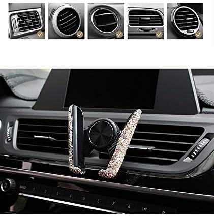 Best Bling Rhinestone Crystal Convenient Mini Car Dash Air Vent Automatic ADJUSTABLE Phone Holder (Silver)...