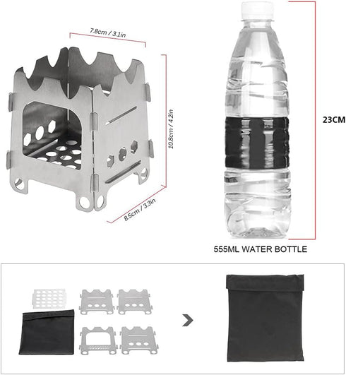 Lixada Camping Wood Stove Folding Lightweight Stainless Steel Wood Burning Stove Portable Backpacking Alcohol Stove for Outdoor Camping Hiking Pic...