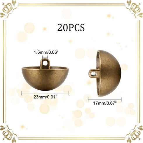 UNICRAFTALE 20Pcs 23mm Diameter Half Round Shank Blazer Buttons Metal Half Ball Dome Buttons Antique Bronze Sewing Buttons Alloy Shank Buttons for...