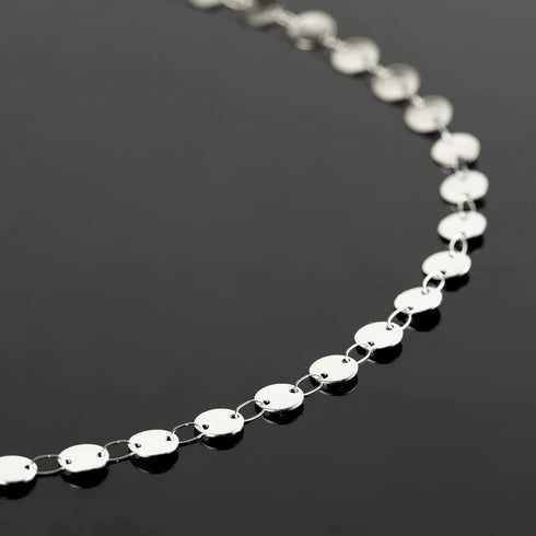 UMAOKANG Silver Chain for Jewelry Making, 16.4 Feet Stainless Steel Flat Sequin Link Chain Bulk Chain Necklace Bracelet DIY Jewelry Supplies Findi...