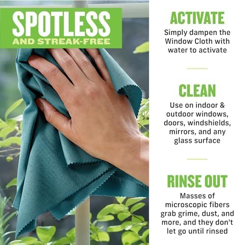 E-Cloth Window Cleaner Kit - Window and Glass Cleaning Cloth, Streak-Free Windows with just Water, Microfiber Towel Cleaning Kit for Windows, Car ...
