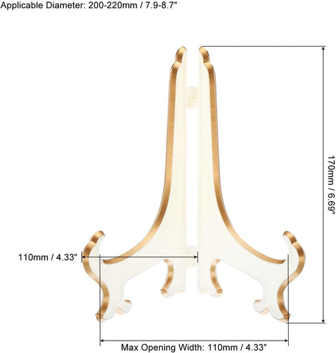 PATIKIL 7" Acrylic Decorative Plate Stand Holder, 2 Pack Table Use Foldable Picture Easel Frame Holder for Displaying Photos, Card, Canvases, Whit...