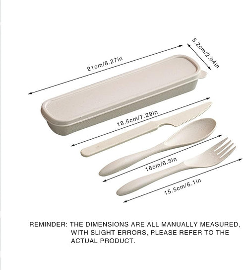 M&F 4 Pack Portable Utensils Set with Case, Wheat Straw Cutlery Set, Reusable Flatware Set Travel, Fork Spoon Cutter for Kids Adults Outdoor Offic...
