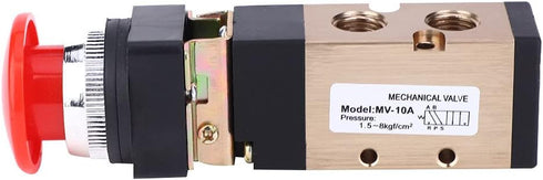 MV-10A Pneumatic Mechanical Valve 2 Position 5 Way Spring Return Push Button 1/4In PT Reversing Valve Spring Compressor Momentary Air Valve Push B...