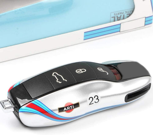 Car Key Protection Keychain, Key Cover Comptatible with Porsche Cayenne Panamera 911 (Old Silver)...