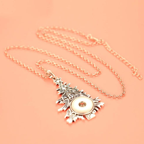 Snap Jewelry Necklace Charms with 6pcs Christmas Tree Shape Snap Button Pendant for Women 18mm Button Jewelry...