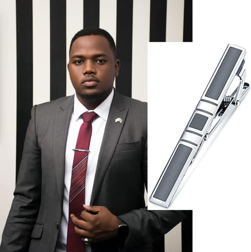 MOZETO Tie Clip 4-pcs Silver Tie Bar Set for Regular Ties Business Style Tie Clips for Men...