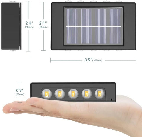 Solar Outdoor Lights, 6 Pack 10 LED Solar Fence Lights, Waterproof Dusk to Dawn Outdoor Lighting for Wall, Deck, Step, Garden, Warm White Light...