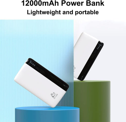 SLuB Portable Charger, 12000mAh Power Bank, 3A Fast Charging Battery Pack, LED Display, Portable Phone Charger, Slim Portable Phone Battery Charge...