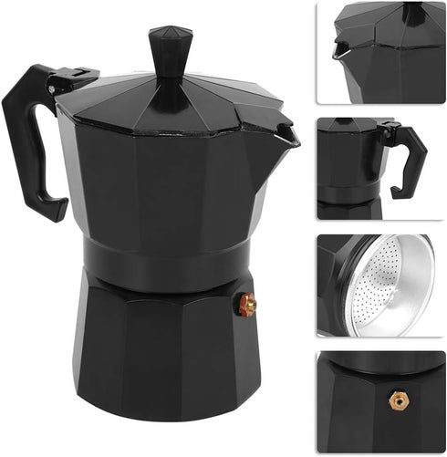 Oumefar 6 Cup Coffee Maker, Italian Coffee Maker, Coffee Maker, Coffee Maker Tool, Quick Pot for Home Office (Black)...