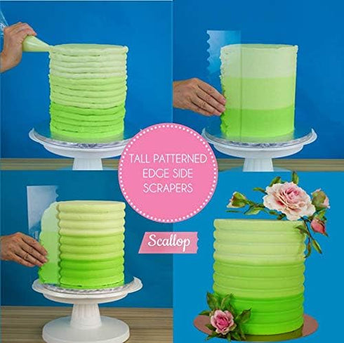 PME Tall Patterned Edge Side Scraper for Cake Decorating - Scallop (PS64)...