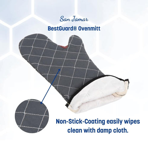 San Jamar Bestguard Oven Mitt with Reinforced Webguard Plus, Cotton, 17 Inches, Black...