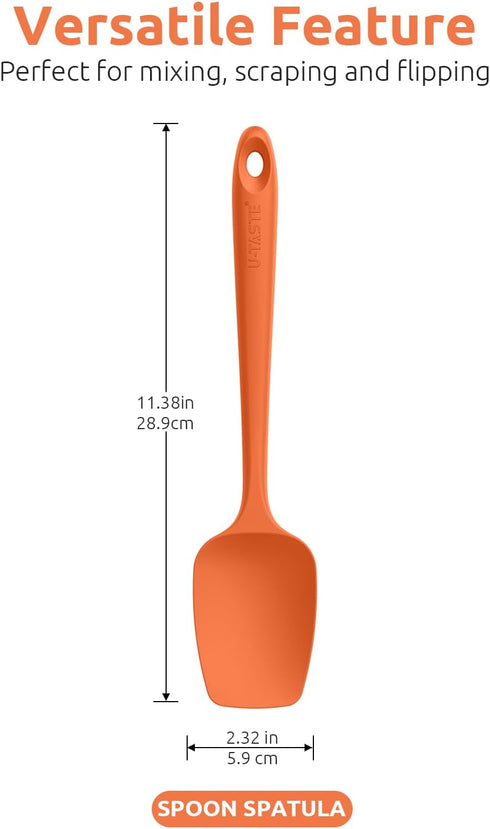 U-Taste Silicone Spoon Spatula Set: 480ºF Heat Resistant Food Grade Flexible Rubber Spoonula, Nonstick Cooking Mixing Scooping Kitchen Baking Scra...