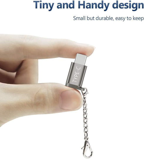 JSAUX Micro USB (Female) to USB C Adapter 4-Pack, Aluminum USB Type C Adapter with Keychain Fast Charging Compatible with Samsung Galaxy S10 S9 S8...