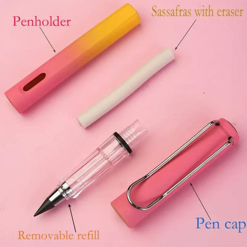 6 Pcs Inkless Eternal Pencils Everlasting Infinity Gradient Color Pencil with Eraser Eternal Pencil For School Office for Writing Sketch Drawing (...