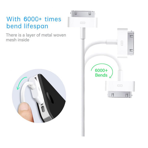Cable Compatible with Charger iPhone 4/4S/3G/3GS,Old iPad 1 2 3,iPod Touch 4 3 2 1 Nano, iPod Classic 3 2 1,(3.3 Feet,White)......