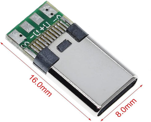 10PCS USB 3.1 Type C Connector 24 Pins Male Plug Socket Receptacle Adapter to Solder Wire & Cable 24P PCB Board Support Module...