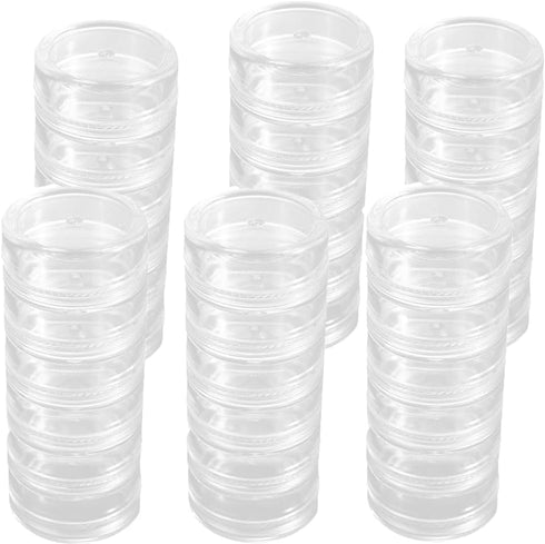 6 Sets 6 Layer Stackable Jewelry Storage Box, Clear Cosmetic Storage Box, Round Plastic Organizer Box for Beads, Buttons, Earrings, Necklace...