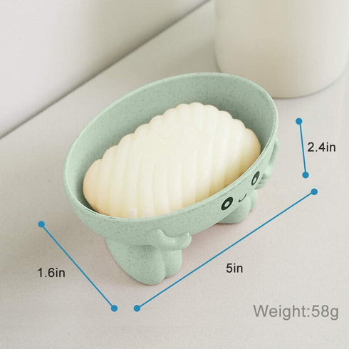 Soap Holder, Cute Soap Dish for Kids Children, Creative Lovely Bar Soap Tray Counter for Shower Bathroom Kitchen Countertop - Green...