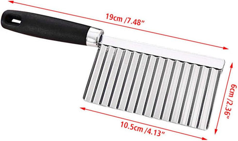 Multifunctional Potato Wavy Edged Knife , Stainless Steel Mezzaluna Chopper salad Rocker Knife Potato Slicer Chopper French Fry Maker Cutter circu...
