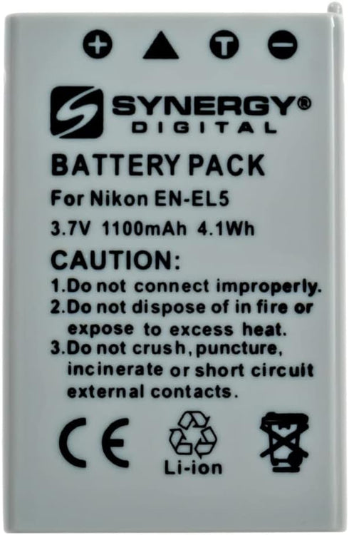 Synergy Digital Digital Camera Batteries, Compatible with Nikon EN-EL5, ENEL5, 25625 Digital Camera Batteries (li-ion, 3.7V, 1100 mAh), Set of 2...
