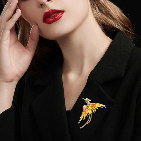 3Pcs Sparkling Rhinestone Phoenix Brooch Enamel Lapel Pin for Clothing Accessories...