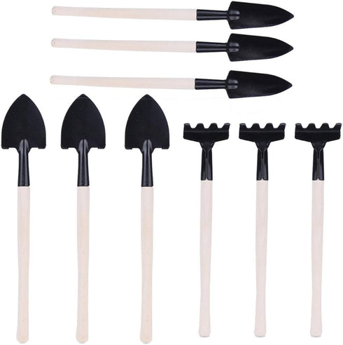 3 Pieces Mini Spade Shovel Harrow Gardening Tool Set Potted Plants Maintenance Suit with Wooden Handle Garden Tool for Indoor houseplant(3 Pack)...