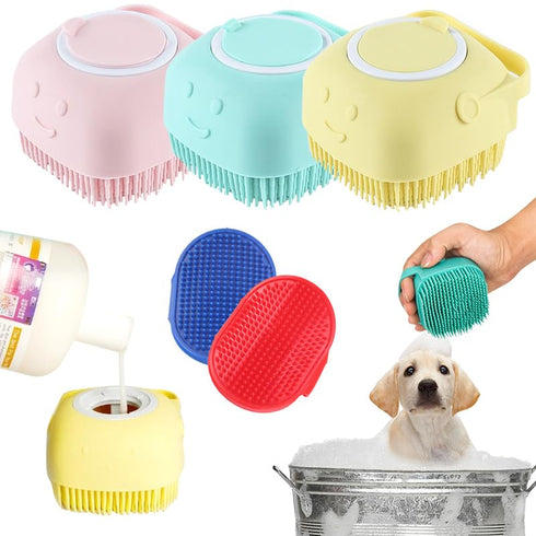 2 pcs Dog Bath Brush, Dog Bath massage, Dog shampoo Brush, Dog Bath Grooming Shedding Brush, Puppy Massage Brush with adjustable strap for long sh...