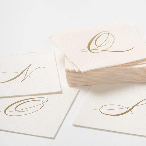 Entertaining with Caspari White Pearl Paper Linen Cocktail Napkins, Monogram Initial K, Pack of 30...
