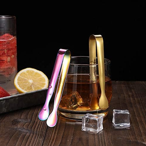 Pack Mini Ice Tongs Sugar Tongs Stainless Steel Small Serving Tongs Appetizers Tongs for Party Coffee Tea Bar Kitchen, Rainbow 4.3''...